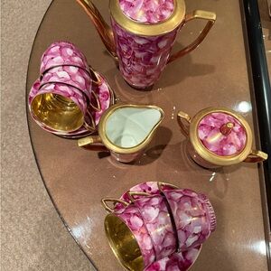 Elegant Pink and Gold Tea Set